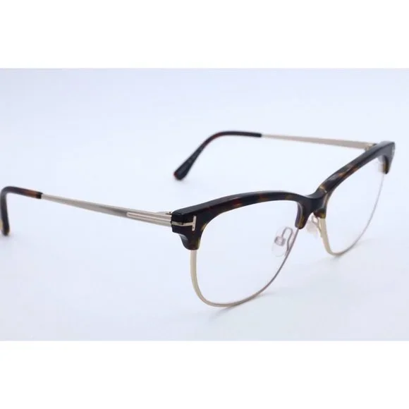 Authentic Tom Ford TF 5546-B 052 Half Rim Havana Eyeglasses Clear Lenses 54mm